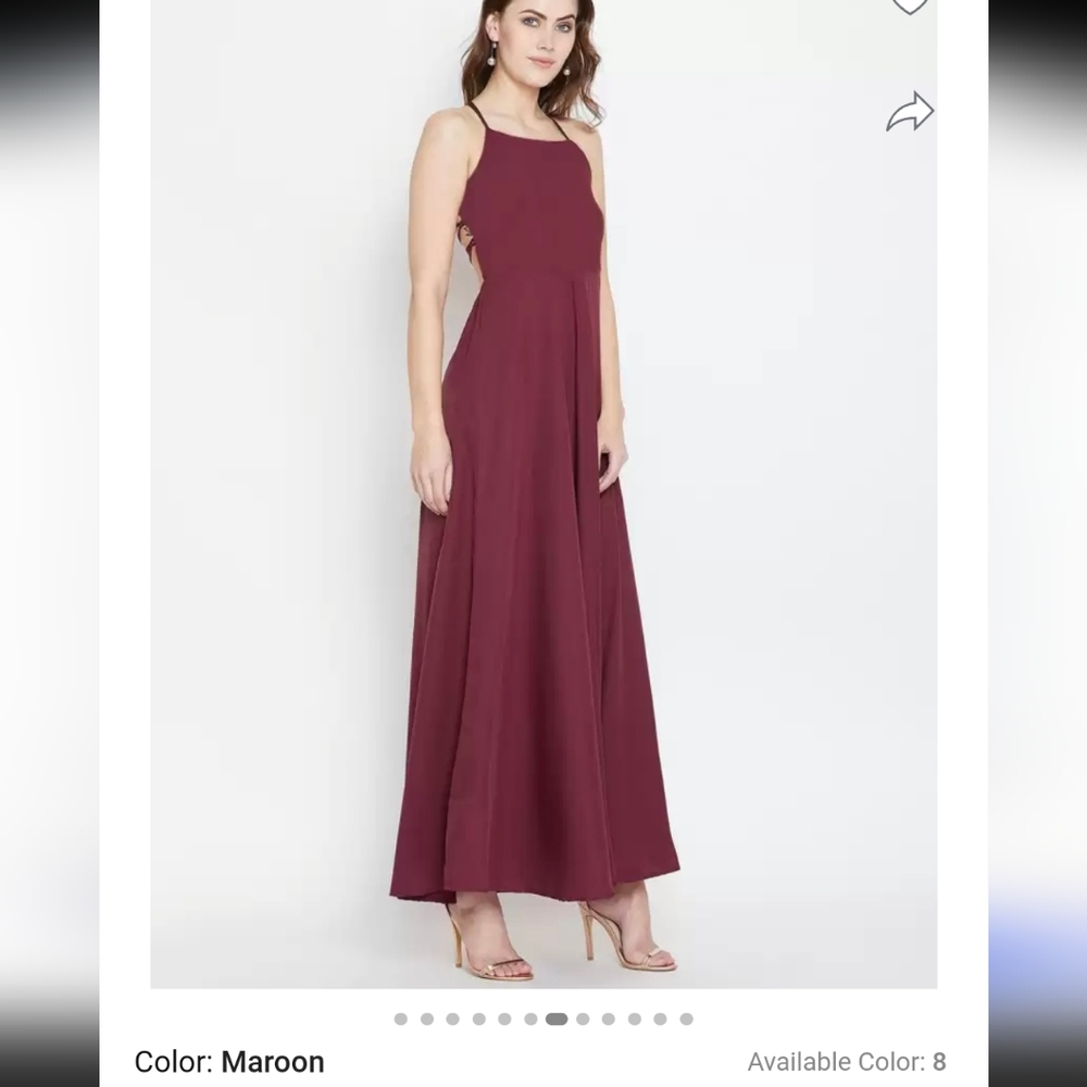 Elegant Maroon Maxi Dress with strappy back by Berrylush brand size small